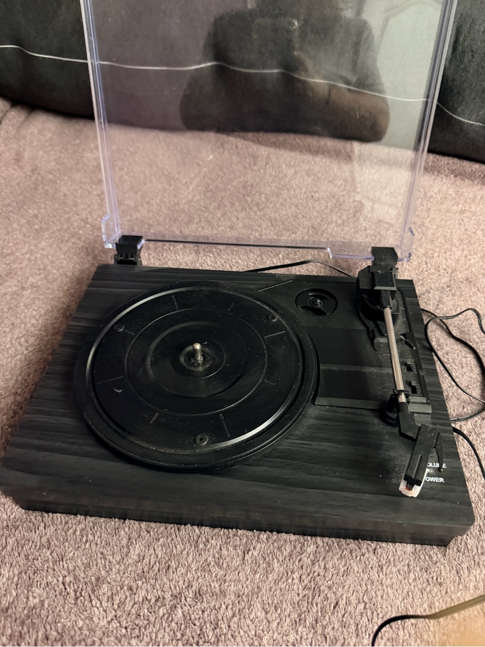 Black Turntable Record Player - Portable Vinyl Player with Speakers